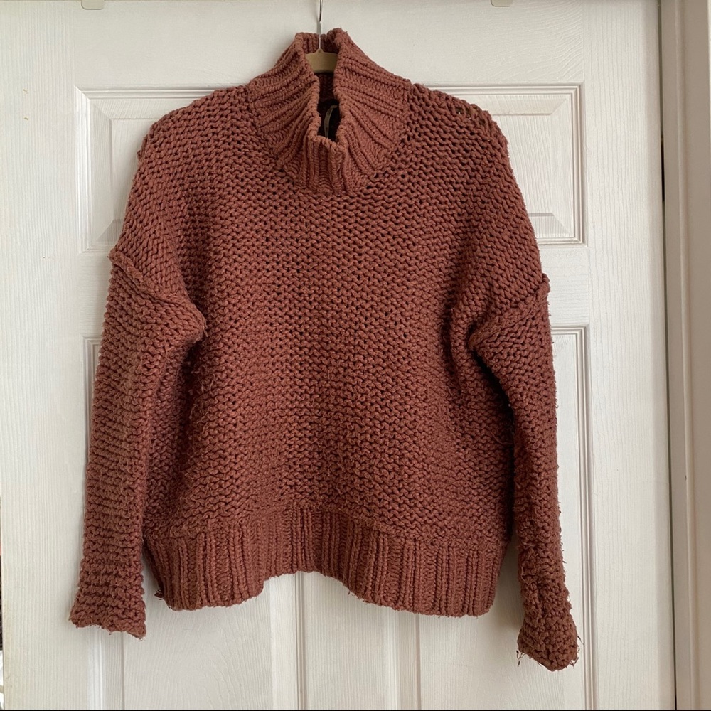 Free People Rust Slouchy Turtleneck Sweater